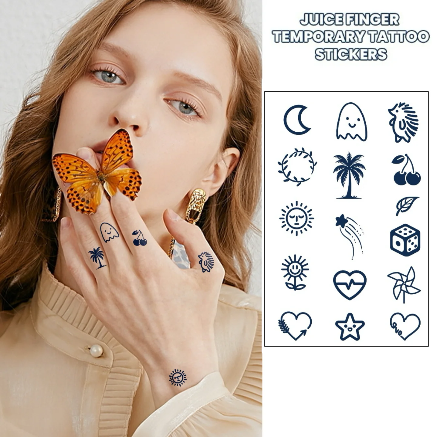 

Полупостоянная татуировка-наклейка на палец с травяным соком, водонепроницаемая, милая, с маленьким узором, долговечная, небликовая наклейка