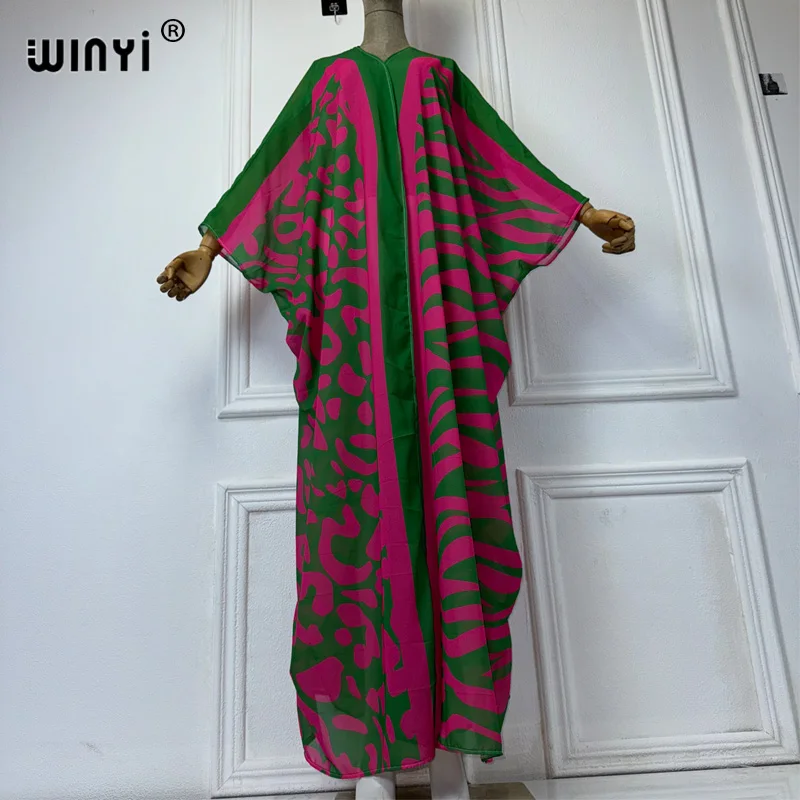 WINYI-Kimonos à imprimé bohème africain pour femmes, robes amples, cardigans, tenues de plage, kaftan, couverture de plage, robe de soirée, manteau maxi