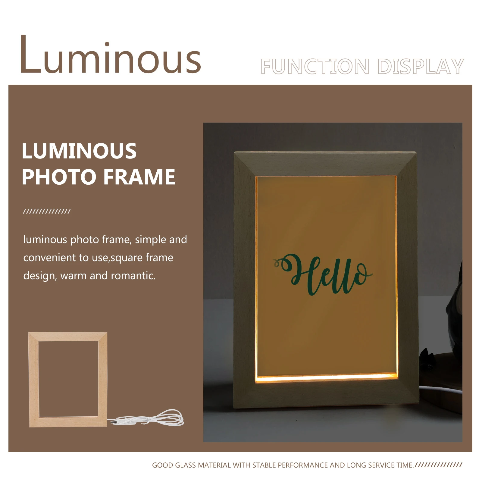 

Light Up Picture Frame LED Wood Photo Frame Night Light Decorative Lighted Display for Table Top Living Room Bedroom