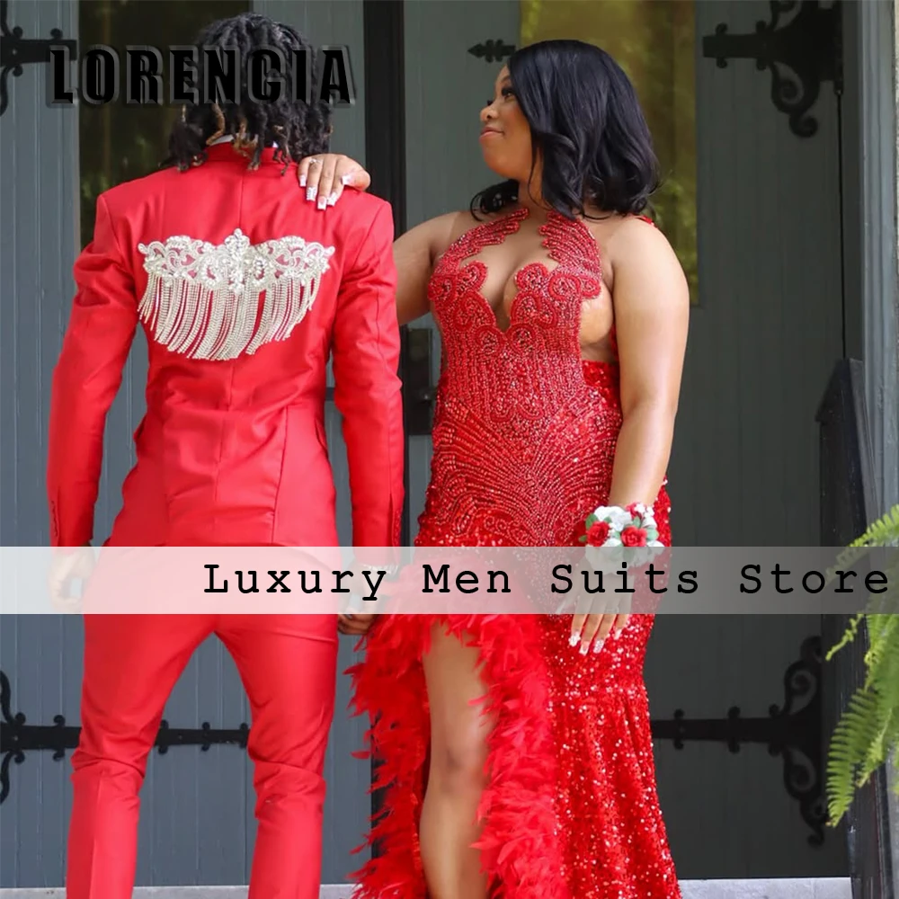 Elegant Applique Men Suits 2 Pieces Single Breasted Wedding Party Outfits Customized Blazer Pants abiti uomo estivi eleganti