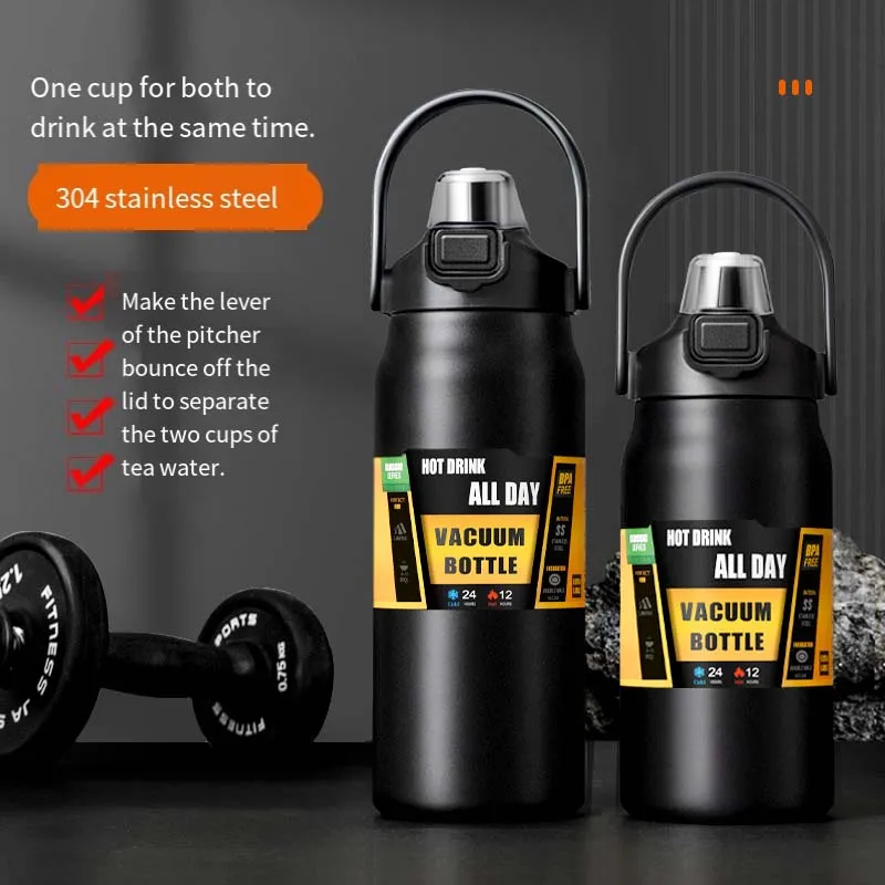 كوب مشروبات مزدوج محكم الغلق بسعة كبيرة من الفولاذ المقاوم للصدأ، وعاء عازل للإطارات الجليدية، أسود غير لامع، دلو للسفر في الهواء الطلق cu #1