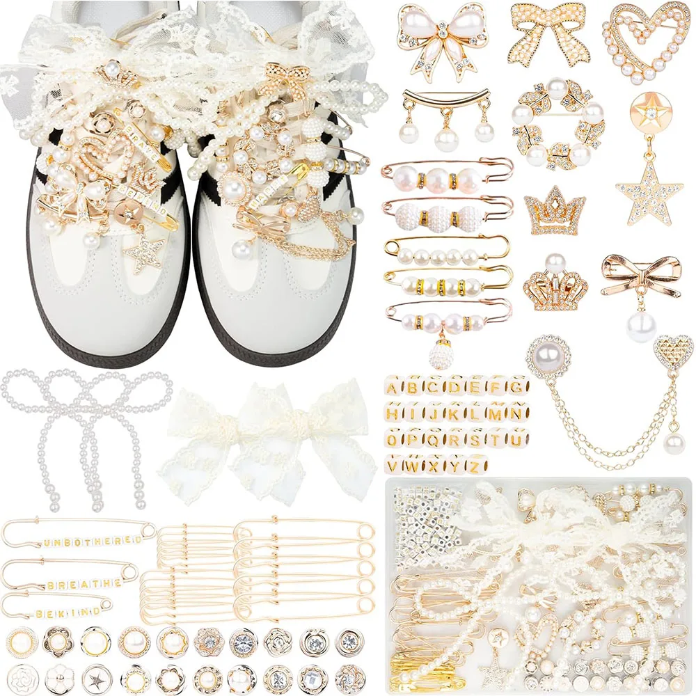 

339 PCS Shoe Charms for Sneakers, Junk Socks Charms Kit for Women,Pearl Sock Pendant,Rhinestone Garbage Sock Accessories