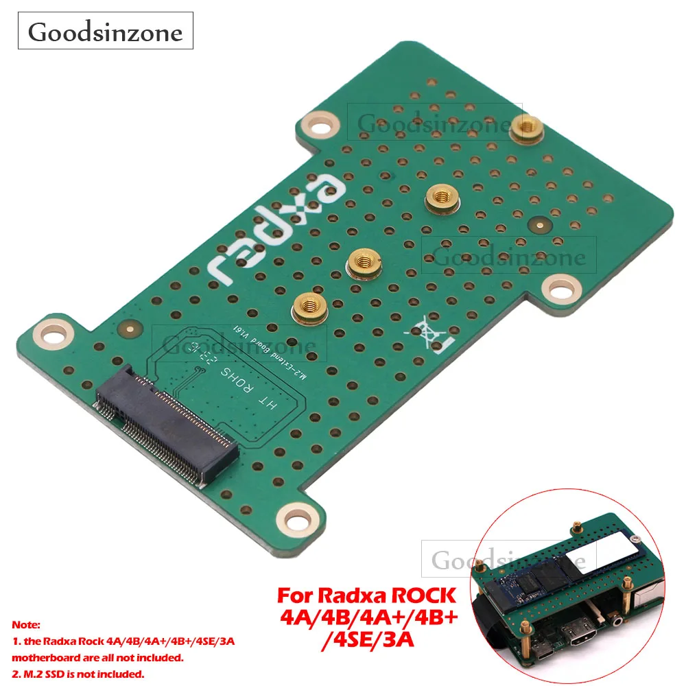 

M.2 Extension Board for Radxa ROCK 4A/4B/4A+/4B+/4SE/3A - Support M.2 2280/2260/2242/2230 SSD (M.2 E-Key & M-Key)