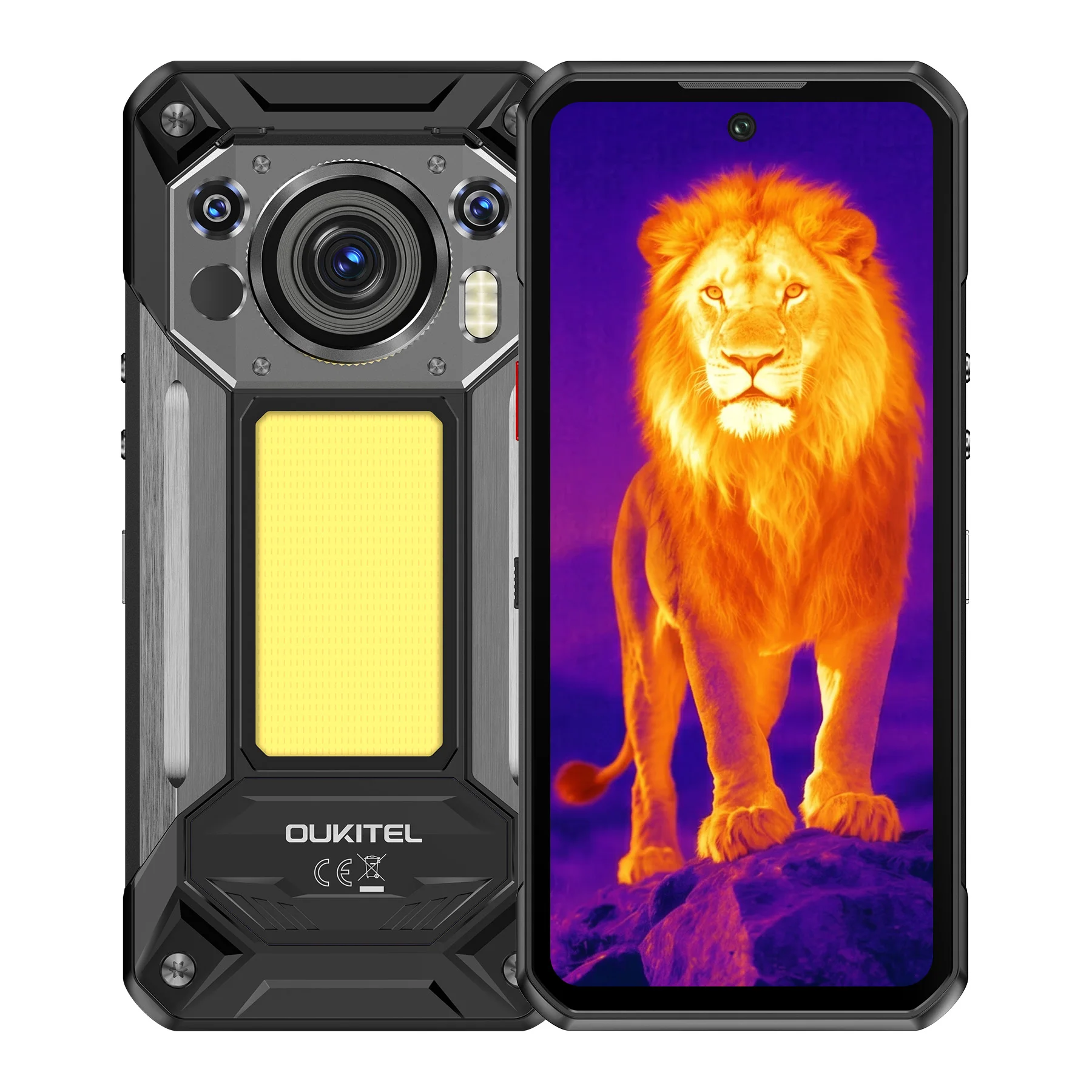OUKITEL WP500 Ultra, 's werelds eerste AI-thermische robuuste telefoon met privacy kill switch, 6,78'' FHD+, MTK Dimensity 8300, 36GB(12+24)RAM+1TB, 10000mAh, 45W, 108MP, ultraheldere campinglamp,