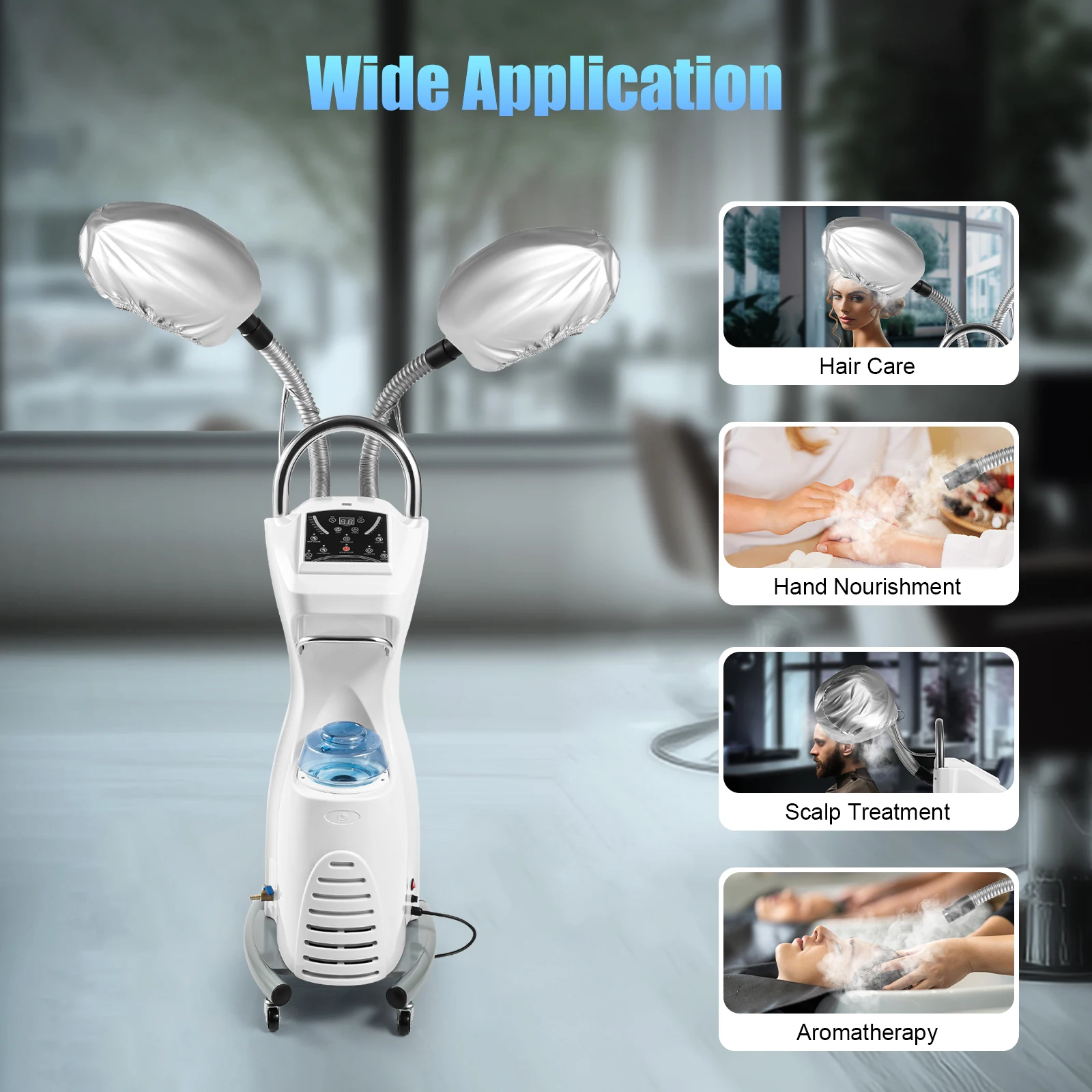 7in1 Professional Hair Steamer,Freestanding Rotating Dryer with Wheels for Salon SPA Services Like Perming,Dyeing,Oil Treatments