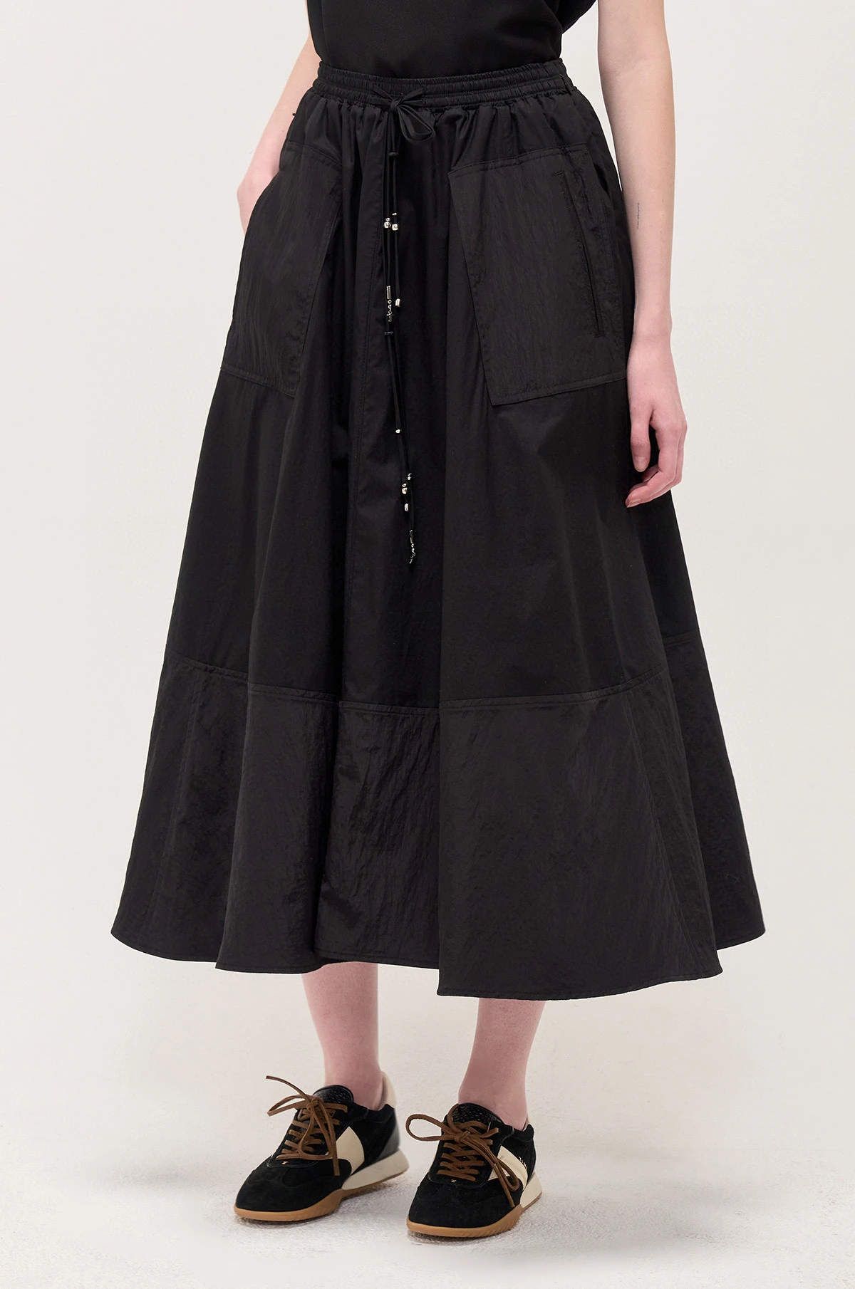 Conjunto Casual Primavera 2025: Top Fino e Saia Midi Estilo Coreano para Mulheres de 25 a 35 Anos com Manga Longa e F de ...
