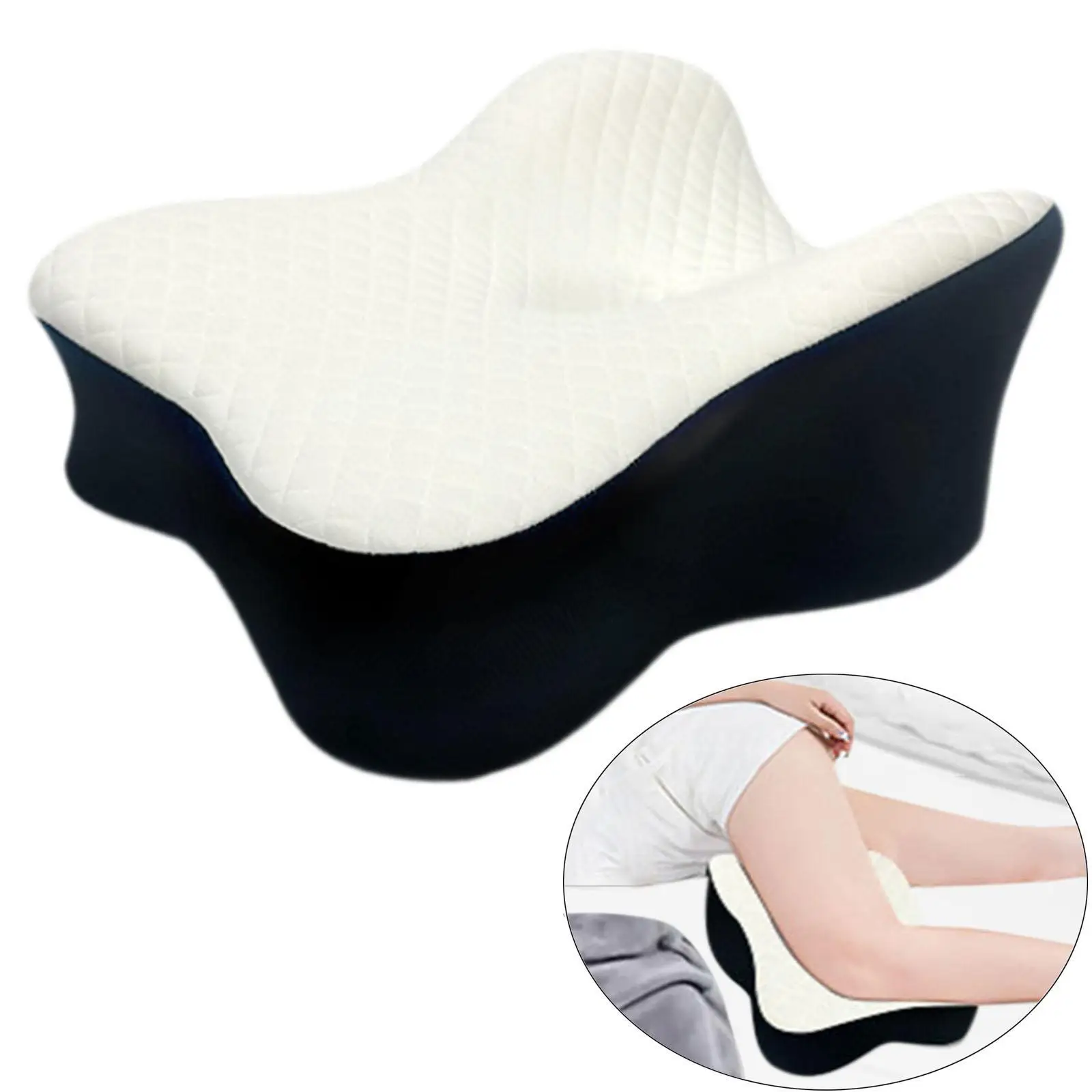 Breathable Knee Pillow Memory Foam Leg Support Cushion Ergonomic Curved Design for Side Sleeping Bedroom Bed