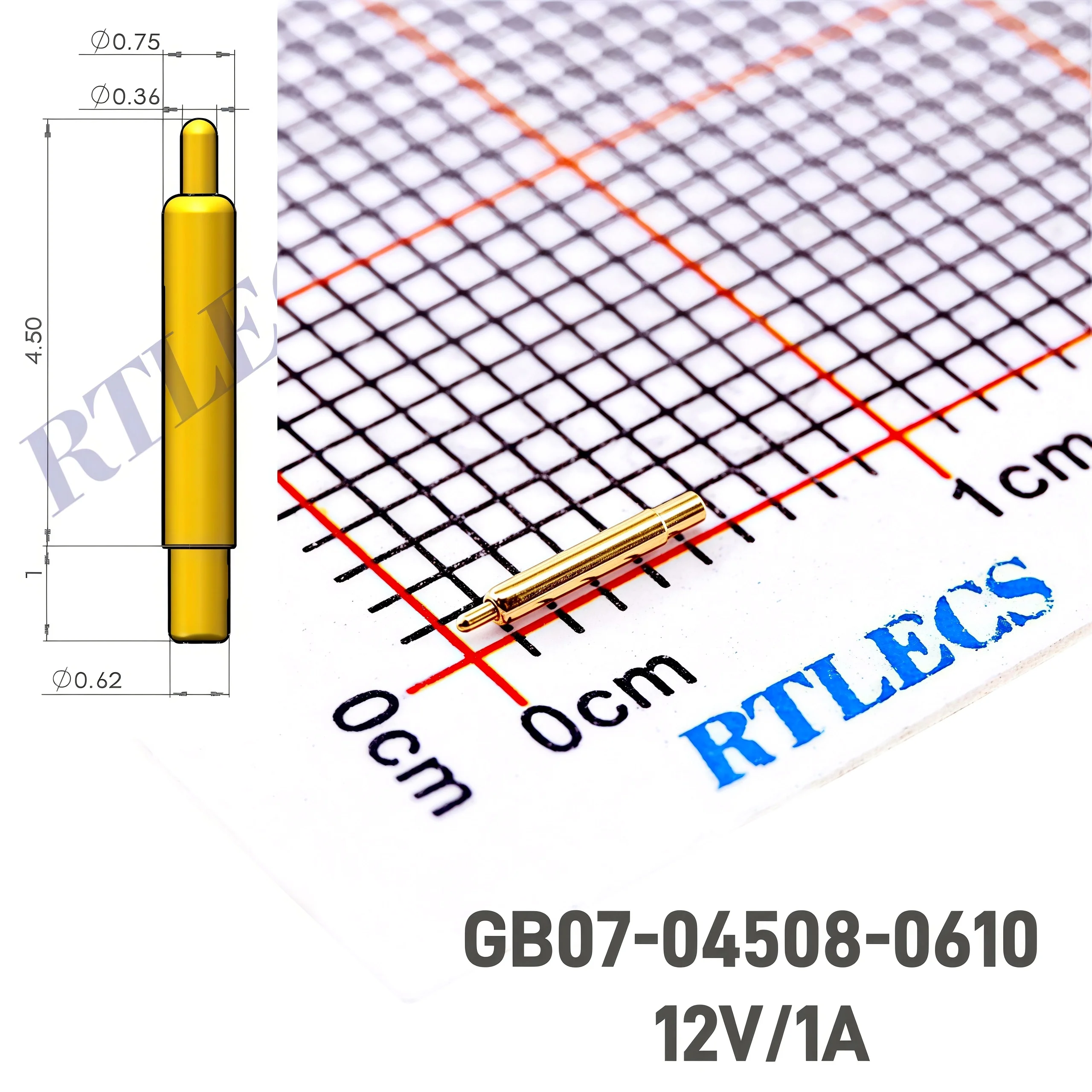 2/5/20 PCS Pogo Pin Connectors Outer Diameter 0.6 0.75 0.8 0.9 1.0 1.1mm 1A 2A 3A Spring Loaded Discrete Pogopin Gold Plated 3u" view 3