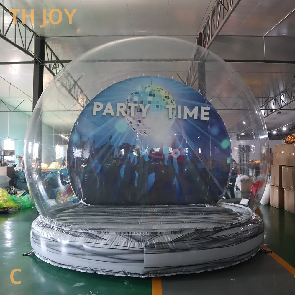 Fast Air Shipping, Christmas snow globe inflatable bubble tent, 4.5m transparent inflatable snow globe with tunnel