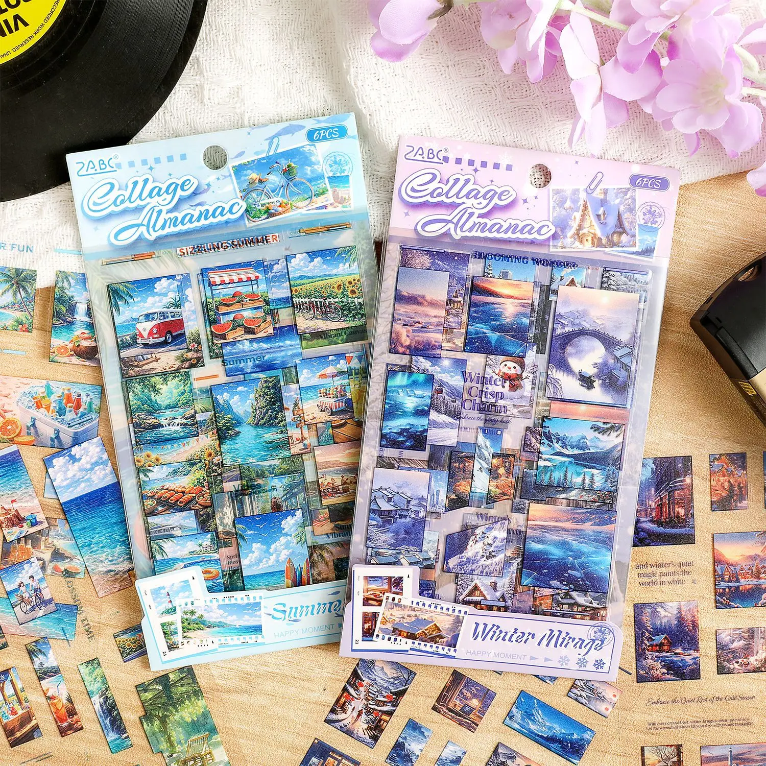 1pack/6pcs Beautiful Scenery Flat Stickers, Nature Landscape for DIY Handmade Album Scrapbooking Decor Paper Supplies