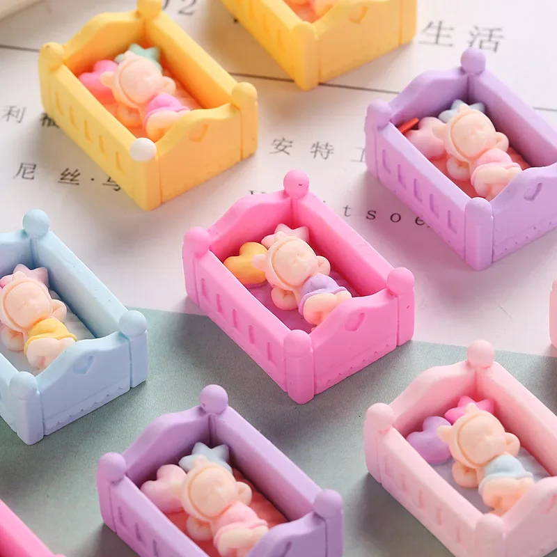 10pcs Kawaii Mini 3D Resin Sleeping Baby Dollhouse Miniatures Statues Figurines for Decoration