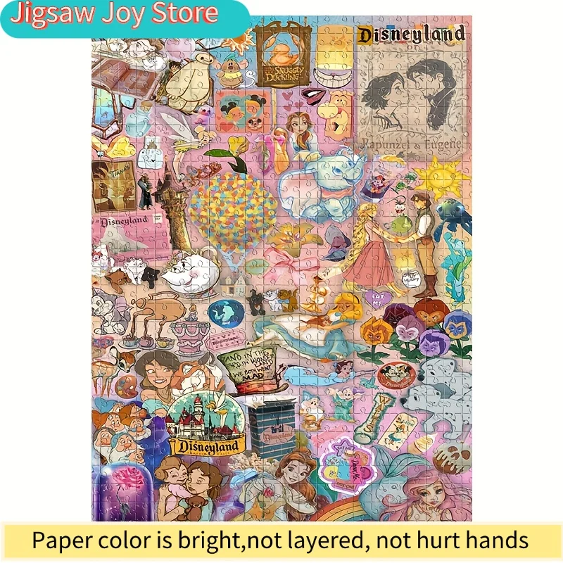 

1000pcs Character Animal Puzzle - Belle, Dumbo, for Ariel, Rapunzel & Eugene Wall-Mountable Jigsaw for Adults, Family Interac
