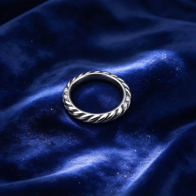 Retro Twisted Cable Stackable Ring for Women Elegant Spiral Rope Band Finger Ring Anti Tarnish Metal Jewelry Daily Dating Party Wear Ornament