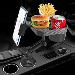 Adjustable Car Cup Holder Tray 360 Degree Rotatable Car Table For Phone Slot Food Organized Drink Holder In Car Accesories