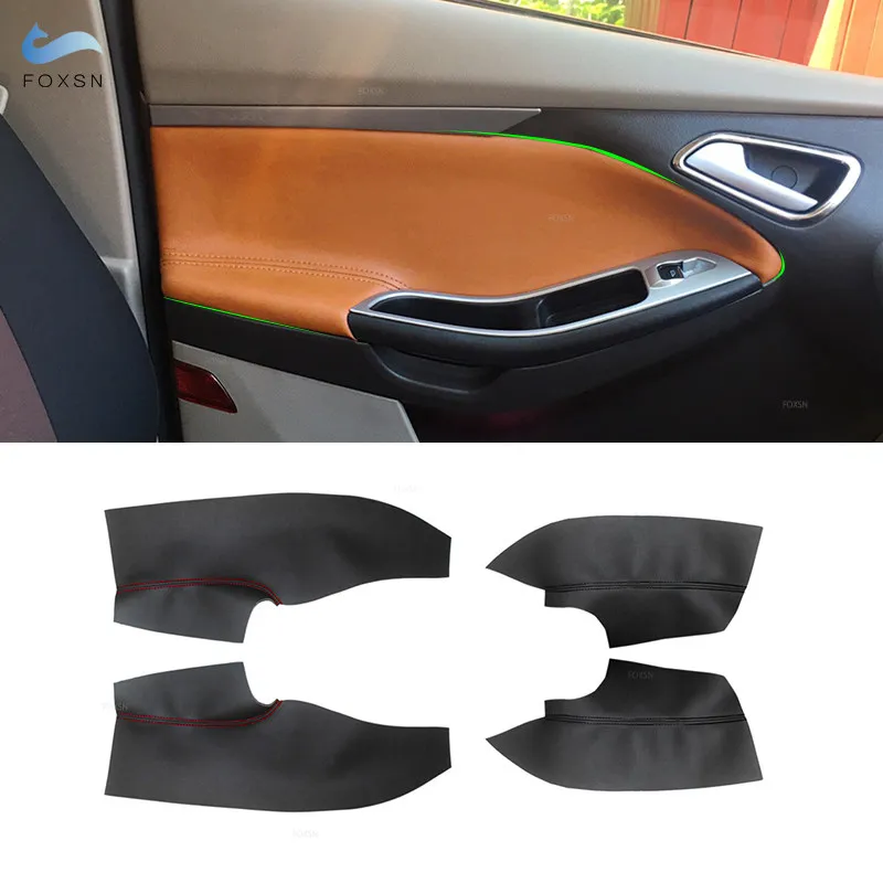Car Styling Door Panel Handle Armrest Cover Trim For Ford Focus 2014 2015 2016 2017 2018 Microfiber Leather Decoration Trim