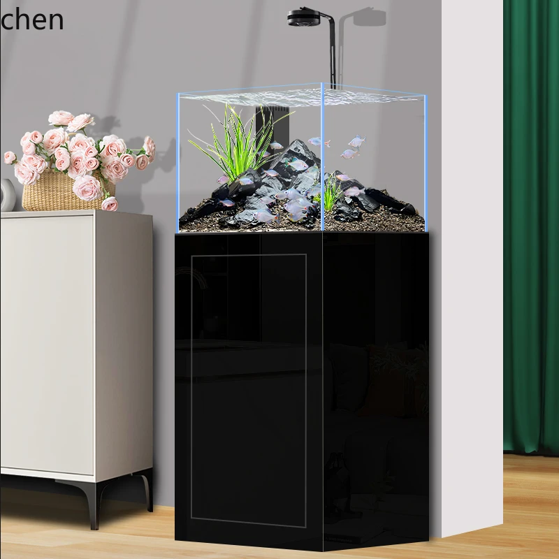 

F1 fish tank living room ultra-white glass ecological bottom filter desktop stream tank aquarium