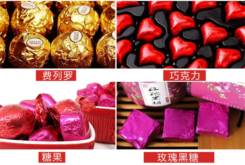 100 Stück 10x10cm quadratische Aluminiumfolie für Süßigkeiten, Schokolade, Tee, Sesam, Pillen, Geschenkverpackungen und Partybedarf – Detail 5