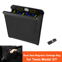 For Tesla Model 3/Y 2024 2023 Garbage Bag Leak-proof Magnetic Dustbin Back Seat Hanging Trash Can With LED Light Car Accessories