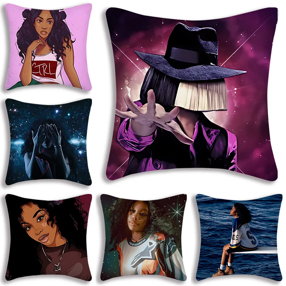 

American Singer Star SZA Pillow Covers Cartoon Sofa Decorative Home Double-sided Printing Short Plush Cute Cushion Cover