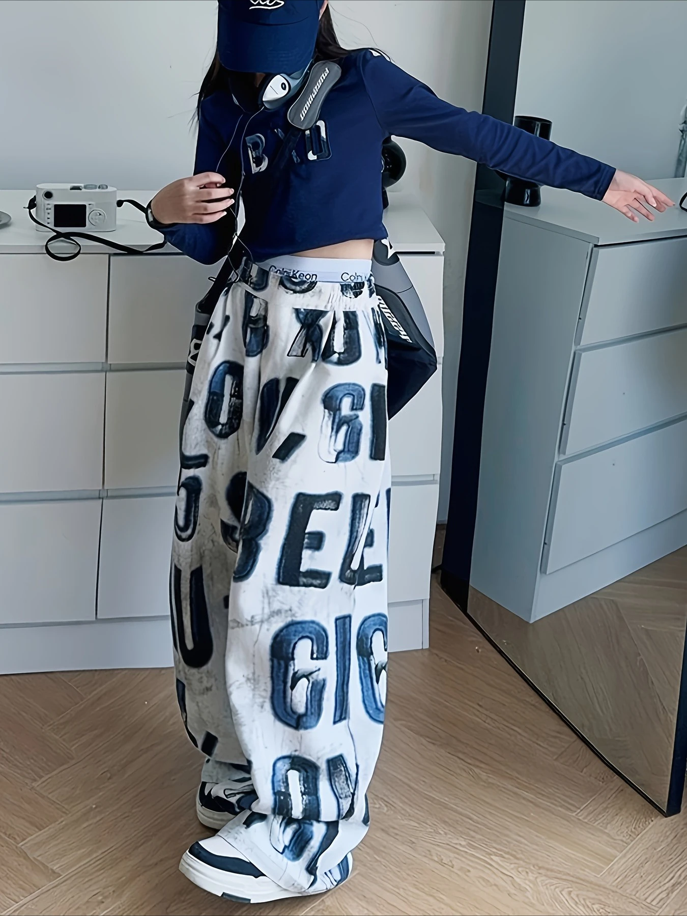 Spring Autumn Personalized Fashionable Versatile Pants Y2K Trendy Fashion Striped Jersey Women and Children Sports Pants