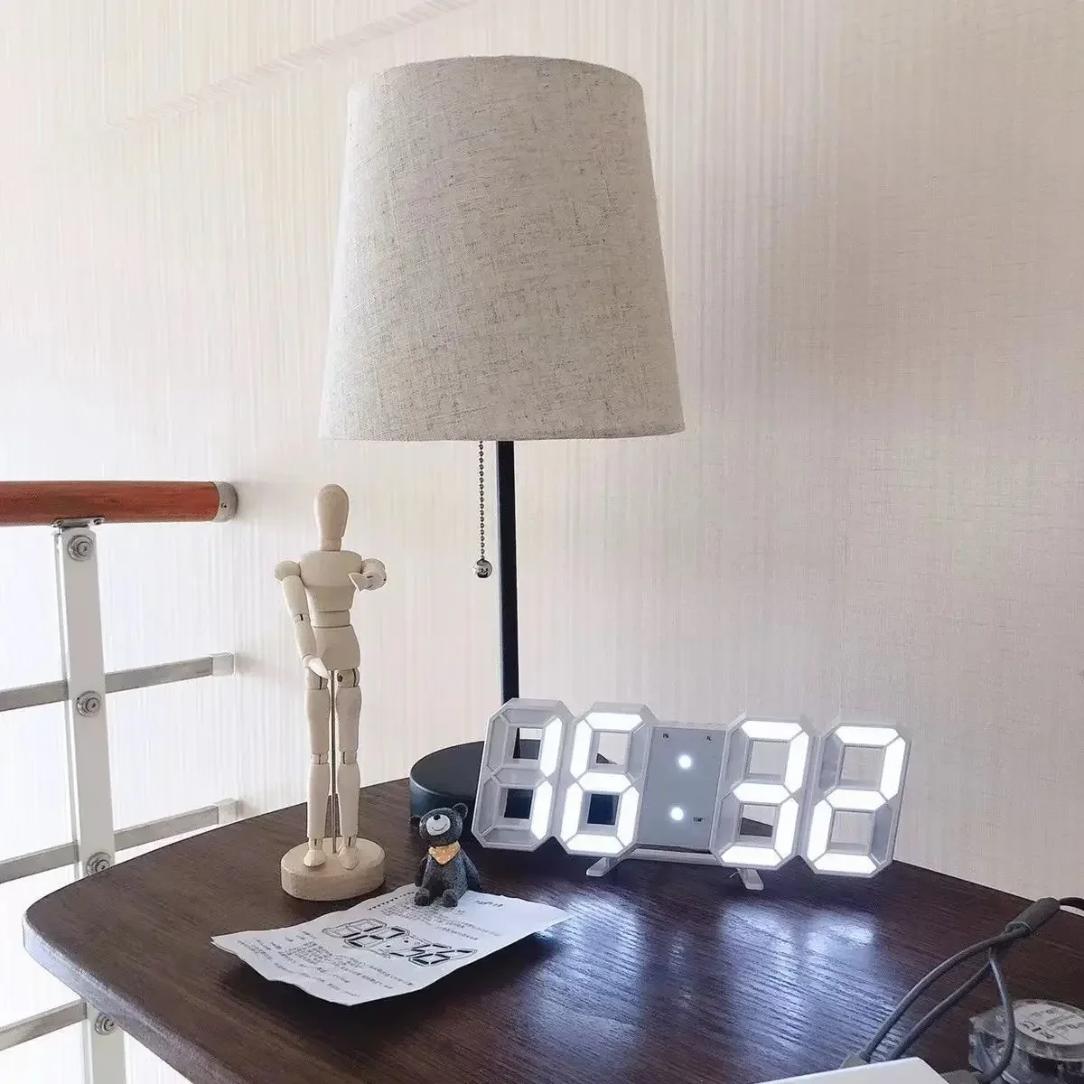 3D LED Digital Clock wall deco Glowing Night Mode Adjustable Electronic Table Clock Wall Clock decoration living room LED Clock