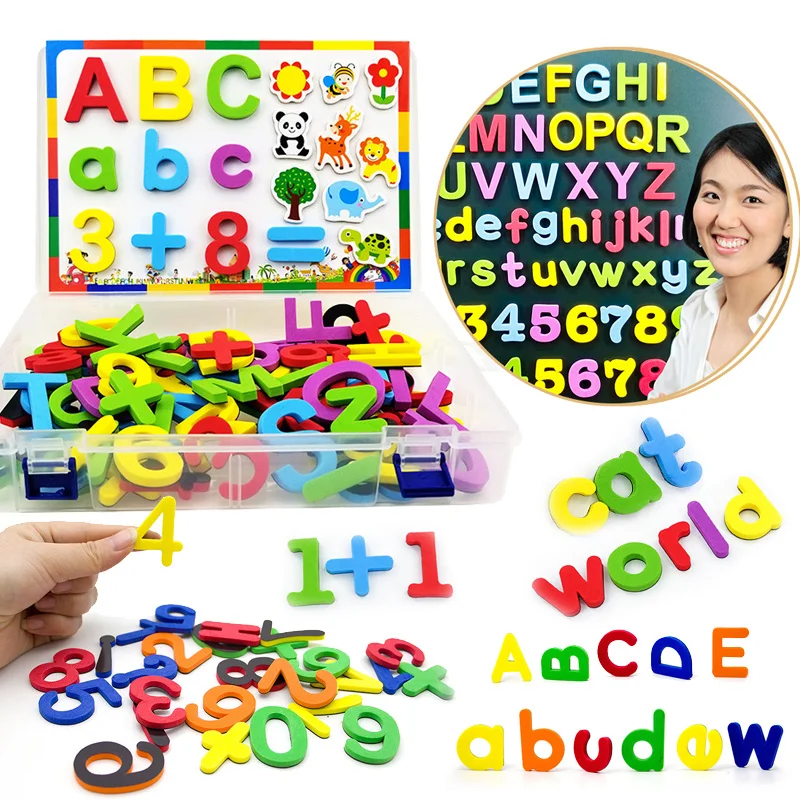 Pegatinas magnéticas con letras del alfabeto para niños pequeños, juguetes educativos de espuma EVA para aprender a contar la ortografía, regalo,