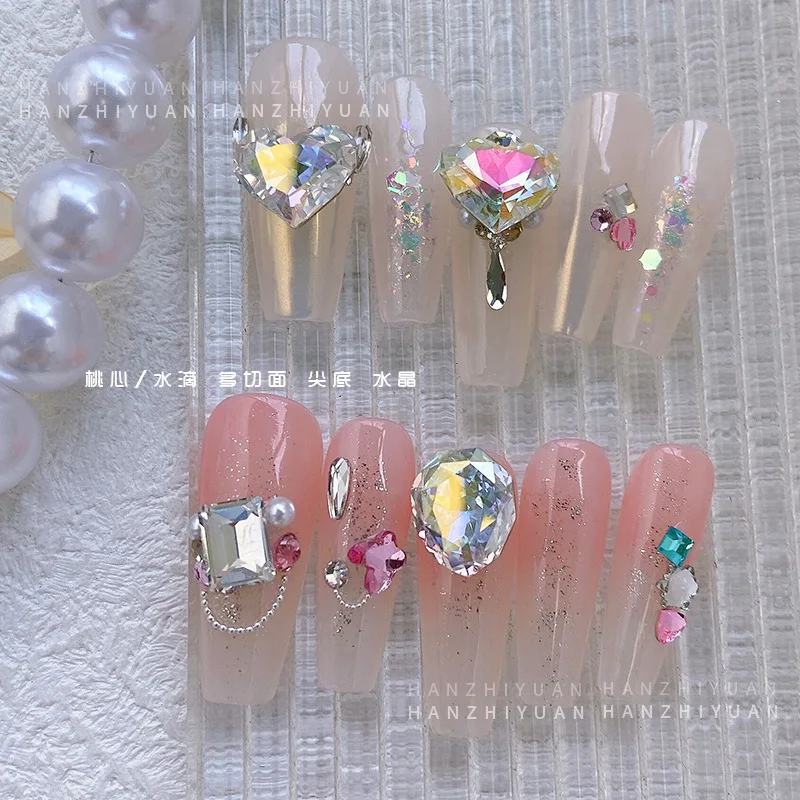 5 sztuk cyrkonie do paznokci wisiorki kryształowy diament Nail Art kropla wody Aurora symfonia szklane paznokcie diamentowa biżuteria