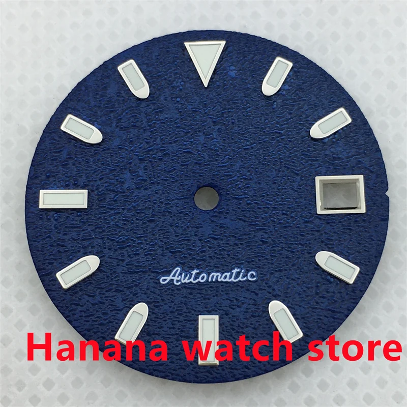 BLIGER 29mm blue watch dial C3 glow-in-the-dark dial fits NH35 NH36 movement fits 3 o 'clock crown 3.8 o 'clock crown
