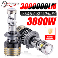 3000W 3000000LM H7 H4 Canbus Car Headlight Mini Lens H11 H8 9005 9006 HB3 HB4 LED Projector Bulb 6000K Auto Motorcycle Mini Lens