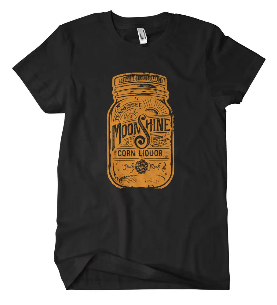 Moonshine Glass Whiskey Fun Cult 20s 30s Hillbilly  Booze T-Shirt  High Quality 100%Cotton Short Sleeve