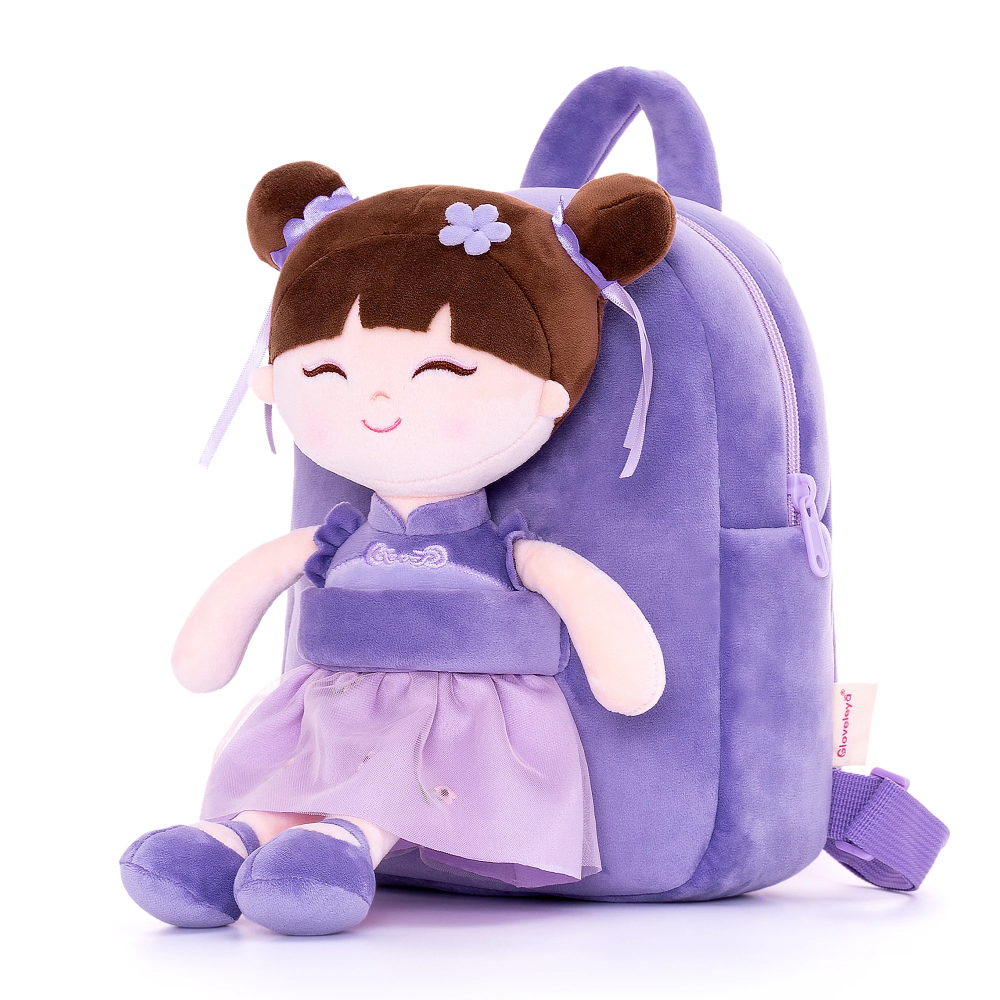 Gloveleya Kinder rucksack Kleinkind Rucksack weiche Plüsch asiatische Mädchen Puppe Rucksäcke lila