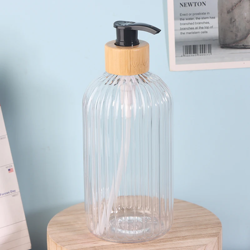 500ml Soap Dispenser With Bamboo Pump Refillable Shampoo Empty Bottle Kitchen Bathroom Hands Body Wash Lotion Container