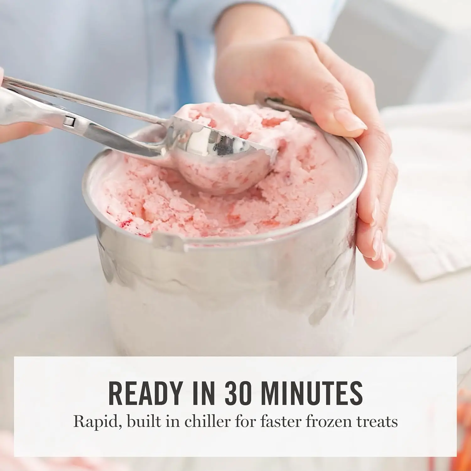 ^Ice Cream Maker Machine, 1QT Fully Automatic, 3 Modes, Linen | No Freezer Required, Ready in 30 Mins, Ice Cream, Sorbet 4