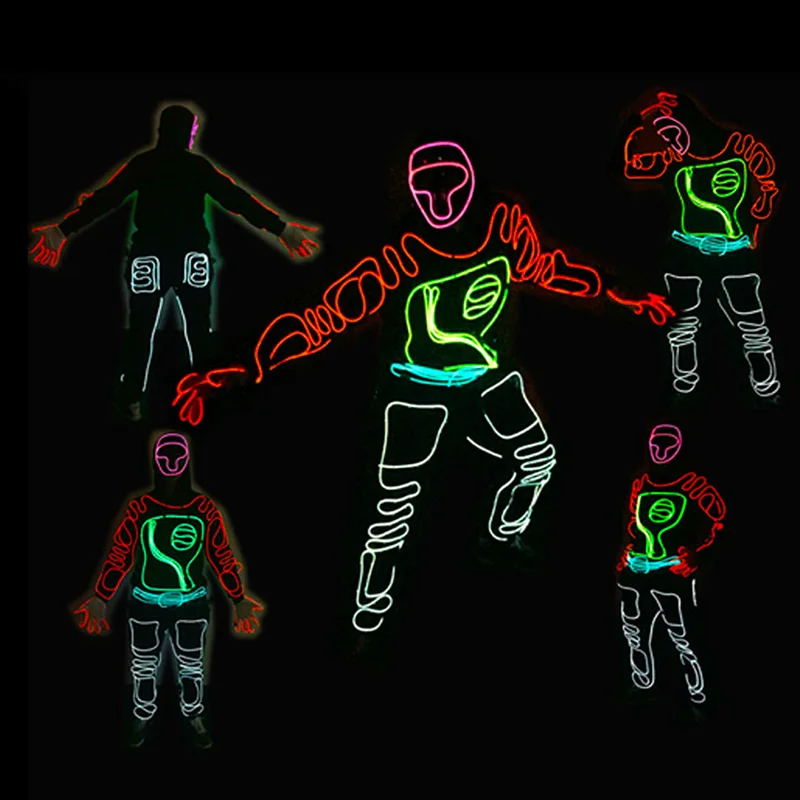 

Прохладный светящийся светящийся костюм «сделай сам», светящийся EL Wire, костюм для ночного шоу, сценическая одежда, флуоресцентная одежда для танцев, принадлежности