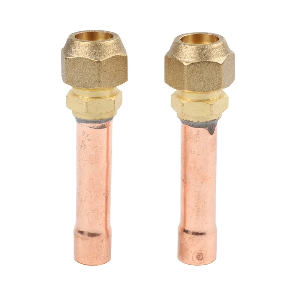 58 inch brass for flare connectors set 2PCS male thread pipe fittings with 45 degree for flare angle for HVAC system copper tube