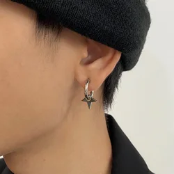 1Pc New In Fashion Vintage Hip Hop Punk Titanium steel No Piercing Earrings For Women Men Star Pendient Ear Earrings Jewelry