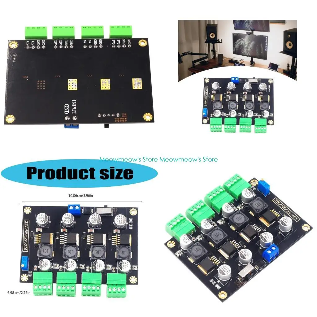 

W91A LM2596 4Ch DC5V to 40V Converter Module Supporting Adjustable and Fixed Voltages Outputs 3.3V 5V 12V for Wide Input