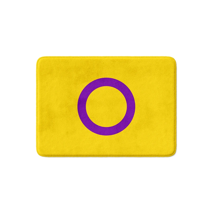 Gaslight Gatekeep Girlboss Intersex Pride Flag Bath Mat with Non Slip Base Absorbent Super Cozy Flannel Bathroom Rug Carpet