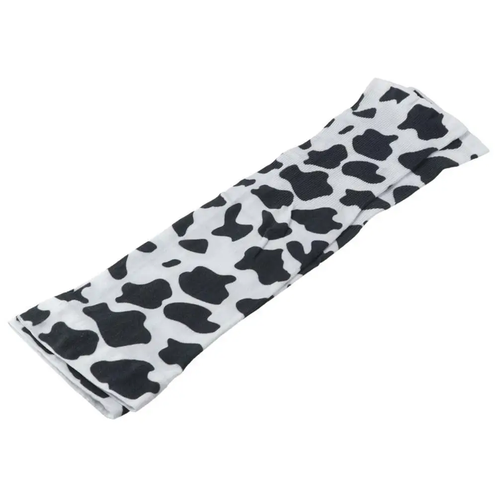 1Pair Durable Cow Pattern Ice Silk Sleeves Dacron Thin Loose Sleeve Cover Protection UV Resistant Ice Sleeves Outdoor