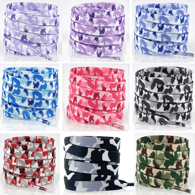 Bunte Schnürsenkel, flache, hochwertige Schnürsenkel, geeignet für eine Vielzahl von Schuhen, modische Schnürsenkel mit Tarnmuster, 1 Paar/3 Paar
