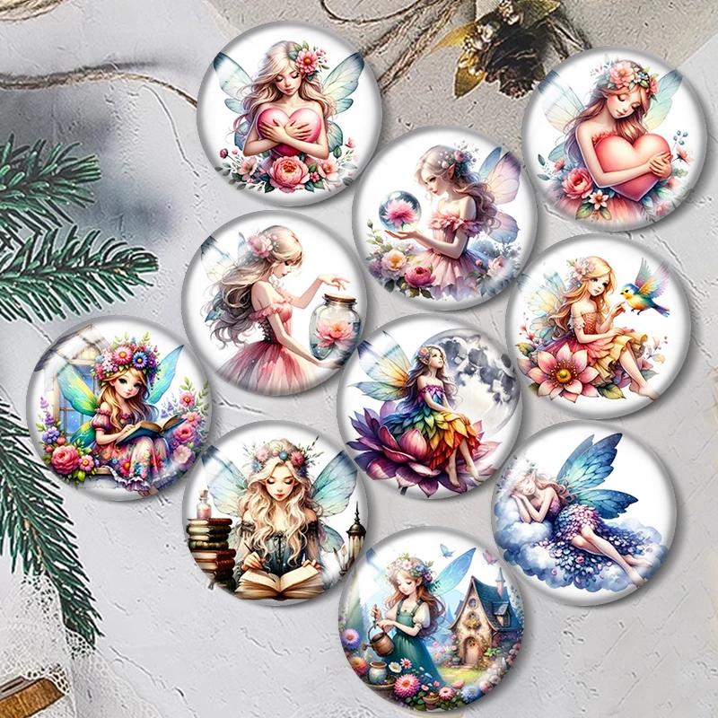 

Fairy with Flowers Clipart 12mm/18mm/20mm/25mm Round Photo glass cabochon demo flat back Making findings