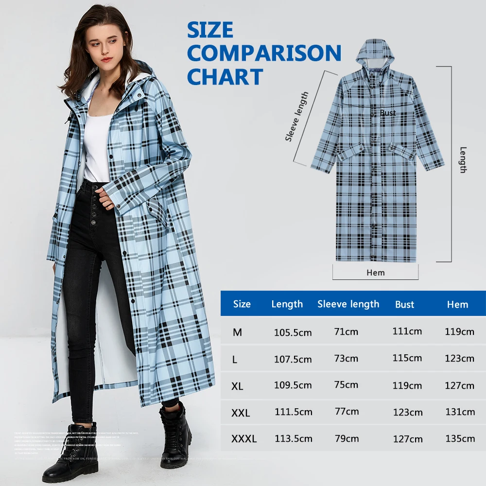 Long Waterproof Raincoat Trench Coat for Women Men Fashion Outdoor Windproof Jacket Hooded Rain Windbreaker Anorak