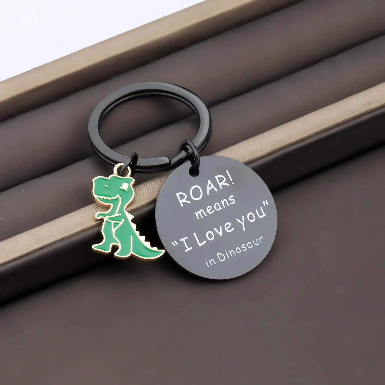 Minimalist New ROAR Means I Love You In Dinosaur Stainless Steel Couple Keychain Gift Wholesale