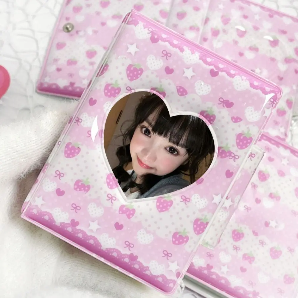 Pink Love Bow Card Album PVC with 16 Internal Pages Photocard Binder Collectible Card Album 3 Inch Mini Postcard Book