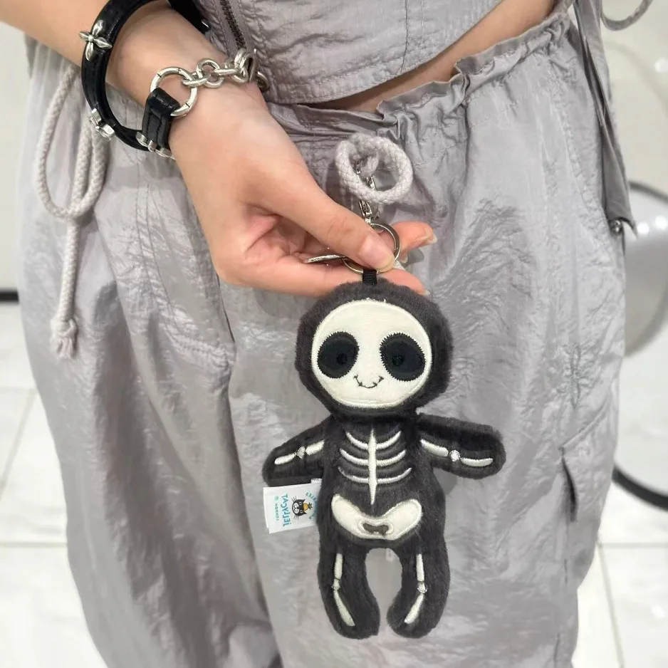 

2025 New Jelly 11cm Kawaii Plush Pendant Halloween Christmas Skull Pendant Rabbit Keychain Girl Bag Pendant and Gift