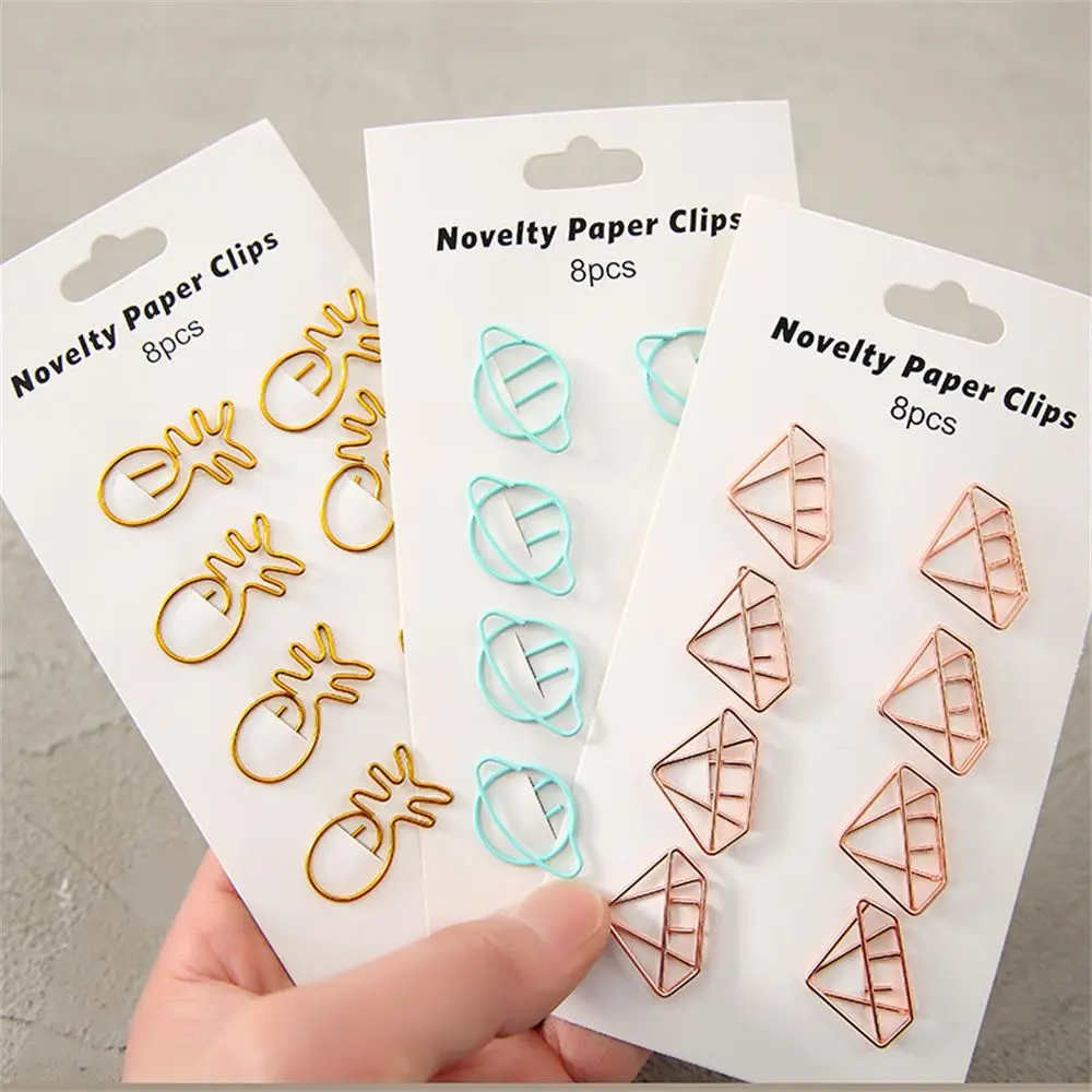 Cactus Ice Cream Binder Clips Heart Cat Star Metal Paper Clips Hollow Bookmark Paper Clip Set Kawaii Paper Clips