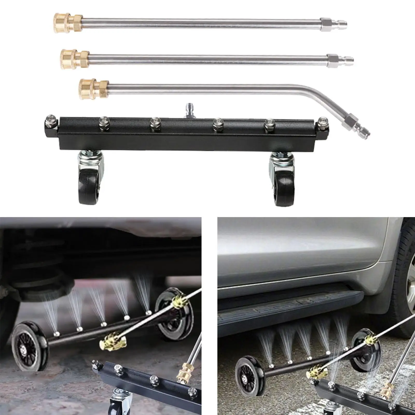 Water Broom Undercarriage Cleaner Adjustable Sprayer Nozzle for High Pressure Washer Car Cleaning Home Garage