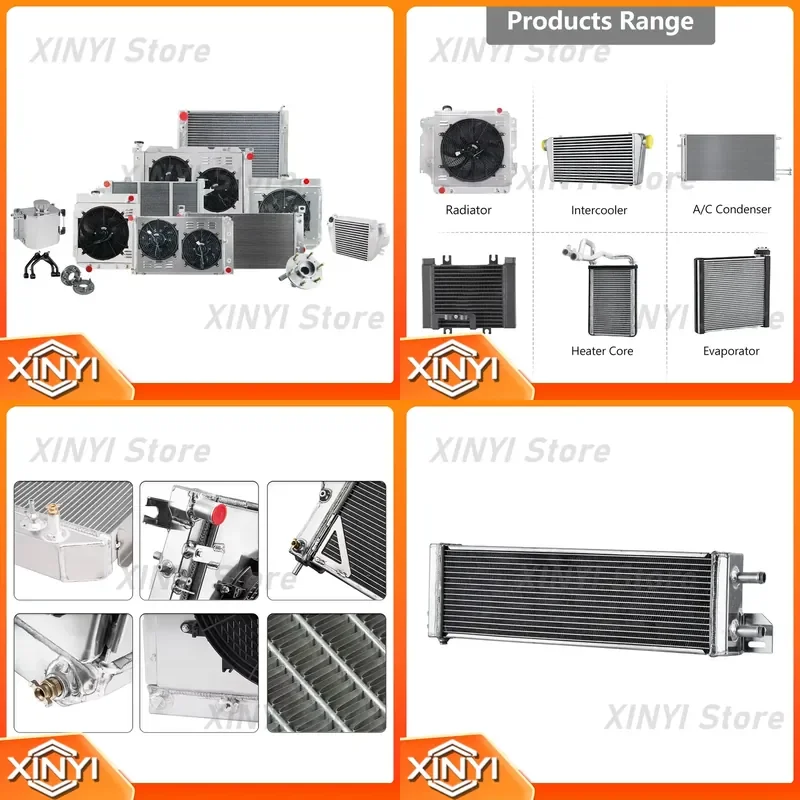 for GTGMOTO Universal 2 Row Aluminum Air to Water Intercooler Liquid Heat Exchanger