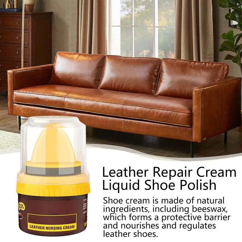 Liquid Shoe Polish Shoe Cream With Sponge Applicator Fade-Resistant Leather Repair Shoe Polish Cream To Restore Color For Sofas