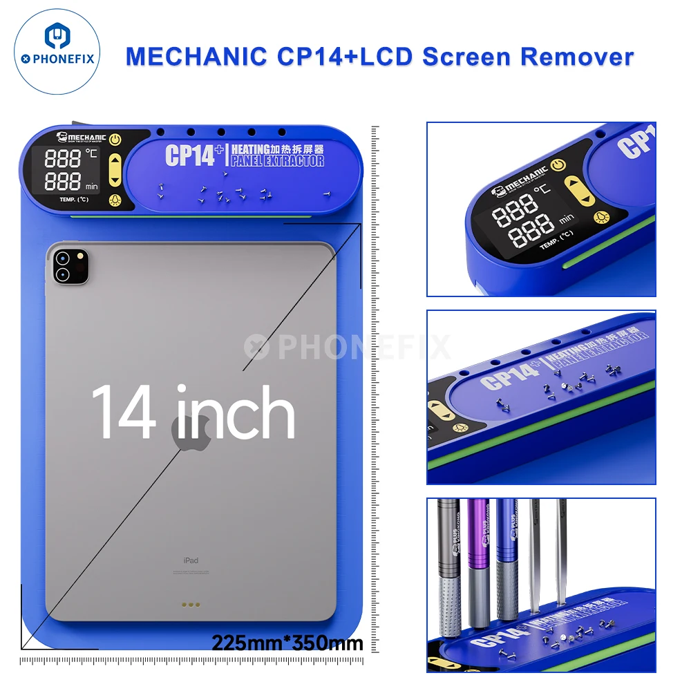 

MECHANIC CP14+ LCD Screen Separator Fast Heating Silicone Pad with Dust Detection Light for Cellphone Repair 14 inches Platform